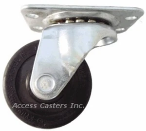 25PUSRS 2-1/2" x 1-1/8" Swivel Plate Caster, Soft Rubber Wheel, 100 lbs Capacity - Picture 1 of 2