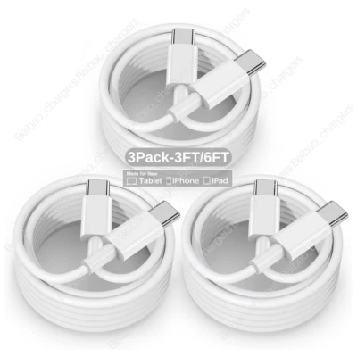 3 Pack PD Fast Charger USB C Type-C Cord Charging Cable For iPhone 15 16 Samsung - image 1 of 4