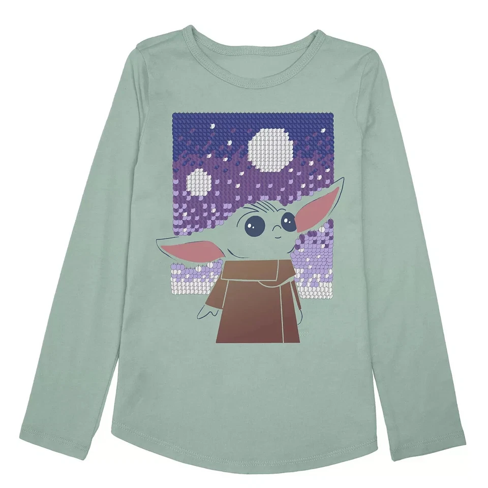 Girls’ Star Wars The Mandalorian Grogu aka Baby Yoda Flip-Sequin Tee Size 4 NWT - Image 1 of 1
