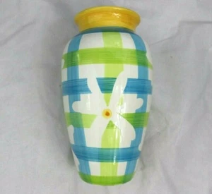 Loucarte Portugal Medium Round Vase 11"H 7"W Spring Summer Floral Ivory Yellow  - Picture 1 of 5