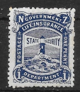 NEW ZEALAND SGL22 1906 1d BLUE LIFE INSURANCE DEPT LMM - Picture 1 of 1