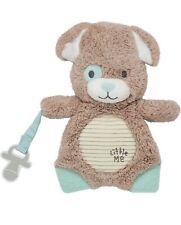 Little Me Tan Puppy Plush Teething Toy Lovey Pacifier Holder Large 9” - Silicone