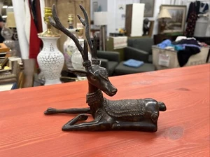 Deko Dolbi Kasse Messing Hirsch Vintage Regal Skulptur 1980 8" hoch - Bild 1 von 8