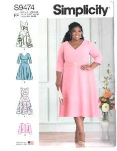 Simplicity 9474 Women's Spring Dress and Jacket Sewing Pattern Plus Size 18W-24W - Picture 1 of 4