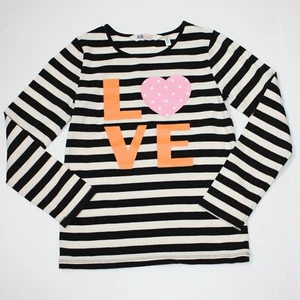 H&M Girl's Love Graphic with Stripes Long Sleeve Shirt Top size 6 7 8 - Picture 1 of 1