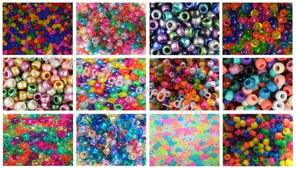 🎀 SALE 🎀 100 Pony Beads Mixed 9x6mm Barrel Shape - Image 1 of 1