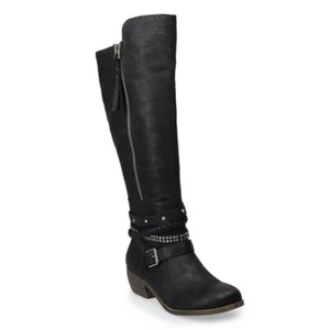 New SO Women's Black Knee High Boots Black Size 6 6.5 7.5 - Picture 1 of 9