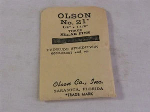 Vintage Olson Outboard Motor Shear Pin Set No.21 (1/4" x 1-1/2") Evinrude Speed - Foto 1 di 2