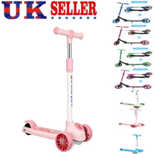 Adjustable Kids scooter 2/3 wheels kids kick push Flashing Led Light Up For Gift - Picture 1 of 50