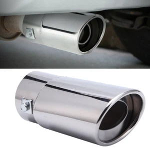 Universal Car Stainless Steel Chrome Rear Exhaust Pipe Tip Tail Muffler Round  - Picture 1 of 10