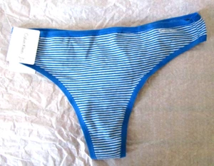 NWT Calvin Klein Style# QD3643 Size XS Cotton Blend Thong Panty Blue Stripe! - Picture 1 of 3