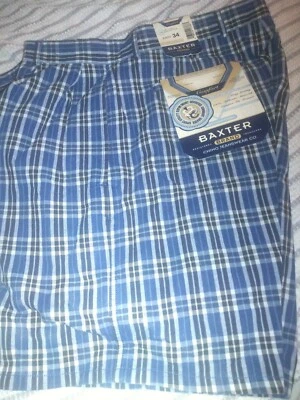 MEN'S SHORTS Baxter  summer dress  BLACK BLUE WHITE PLAID, SIZE 34  gift NOS - Image 1 of 4