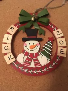 Weihnachten Schneemann Kranz personalisiert Geschenk - Bild 1 von 2