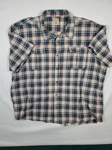Red Head Men Blue/White Button Up Shirt Short Sleeve Pockets 5XL - Picture 1 of 11