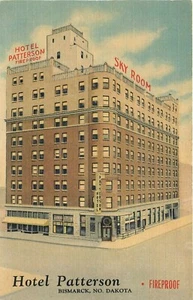 BISMARCK, NORTH DAKOTA - FEUERFESTES HOTEL PATERSON SKY ROOM LEINEN POSTKARTE ANSICHT - Bild 1 von 2