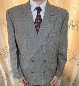 1950s Vintage all worsted handtailored Bespoke db gangster glen check suit 42R - Picture 1 of 14