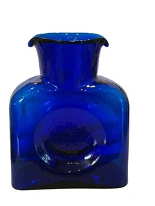 Vtg. Blenko cobalt blue Glass Double Spouted Pitcher Carafe Decanter 8" Tall x 6 - Picture 1 of 6