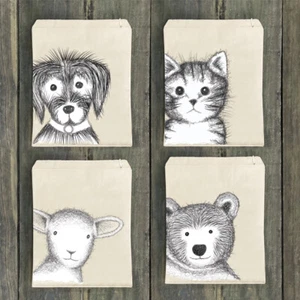 East of India Animals Large Kraft Paper Bags cute cartoon party favour gift bags - Picture 1 of 5