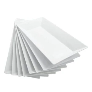 Plastic Serving Trays for Parties, Reusable White Serving Platters and 13in 8 - Picture 1 of 8
