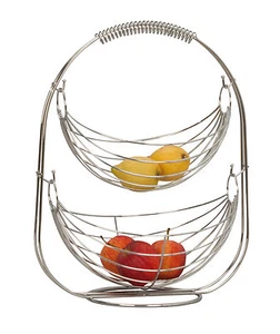 Designer Obstkorb Früchtekorb Etagere Obstschale aus Metall verchromt H 45 cm  - Bild 1 von 1