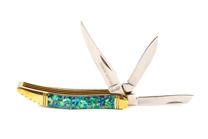 Bear & Bull Cutlery Pocket Knife Premier Edition Vintage 3 Blade Blue Abalone - Picture 1 of 13
