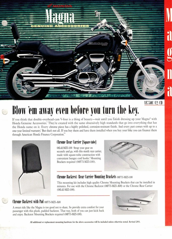 Catálogo Accesorios Originales Honda 1994-2001 VF750C Magna 750 Foto 1 de 1