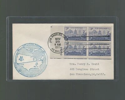 Primera cubierta de vuelo de Estados Unidos Los Ángeles 1953 US Scott 1001 Colorado Statehood Foto 1 de 2