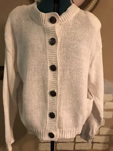 VTG JL PLUM CARDIGAN CASUAL WORK TRAVEL ERRANDS SPECIALTY METAL TYPE BUTTONS M - Picture 1 of 8