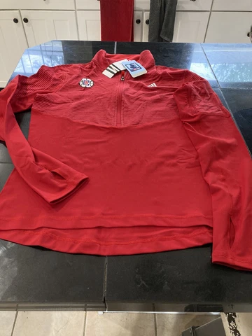 WOMENS NBA ADIDAS LA LOS ANGELES CLIPPERS 1/4 Zip SWEATER TOP M RED NWT Cover