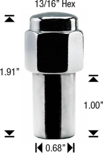 20 Pc LUG NUTS MAG STYLE 1.00 " SHANK 1/2-20 With WASHERS Part # AP-8804 - Picture 1 of 2