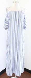 Banana Republic Womens Blue White Striped Cold Shoulder Maxi Dress Size M Casual - Picture 1 of 7