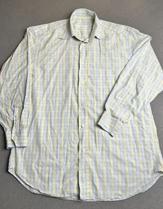 Brioni Shirt Men’s Large Yellow Green Check Long Sleeve Button Down Italy - Picture 1 of 9