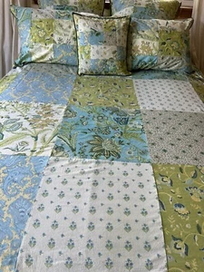 Cottage Patchwork Coverlet Queen 6 pc Set Cotton Pondicherri Spring Boho - Picture 1 of 24