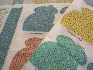 VIP CRANSTON Bunny Basket Fabric Pastel CALICO Cotton Fabric Cut Sew Panel NEW - Picture 1 of 9