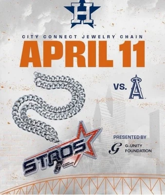 2025 Houston Astros SGA Space City Chain Necklace G-Unity 4/11/25 NEW - Image 1 of 3
