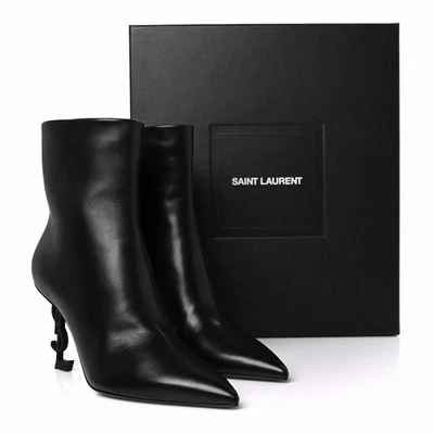 Nuevo en Caja Saint Laurent Opyum 85 YSL Logo Tacón Bomba Cremallera Niki Jill Botín Botín 36 Foto 1 de 4