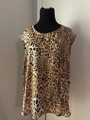 Camiseta sin mangas Joie para mujer 100 % seda con estampado de leopardo, talla mediana Foto 1 de 4