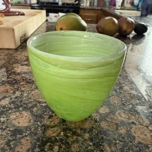 Eco glass Art Glass in Seafoam Green Swirl Votive Candle Holder - Picture 1 of 1
