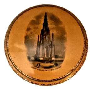 Mauchline Treen Thread Box "Scott Monument, Edinburg" Clarks Thread Intact - Picture 1 of 11