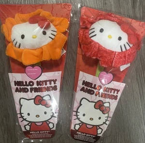 Hello Kitty and Friends Valentine’s Plush Flower Set of 2 Red Orange Hello Kitty - Picture 1 of 4
