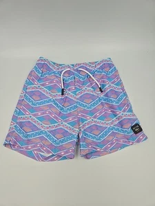 Spicy Tuna Size 14 Boys Swim Trunks Shorts Purple Blue Oranhe Geometric Lined - Picture 1 of 8