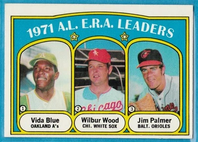 1972 Topps - 1971 ERA Leaders - Vida Blue, Wilbur Wood, Jim Palmer #92 Foto 1 de 2