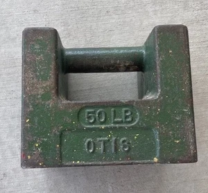 Vintage OTIS 50 LB Aufzug Waage Gewicht Gewichtungssystem Kalibrierung grün 50 Pfund - Bild 1 von 15