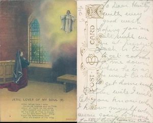 Religious figure appearing to a praying woman Bamforth Co Prayer - Picture 1 of 1