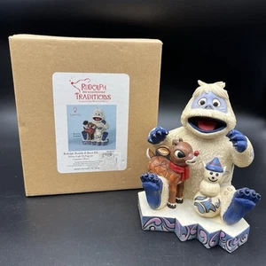 Jim Shore Rudolph El reno nariz roja abejorro y elfo de nieve Enesco iluminado con caja - Imagen 1 de 9