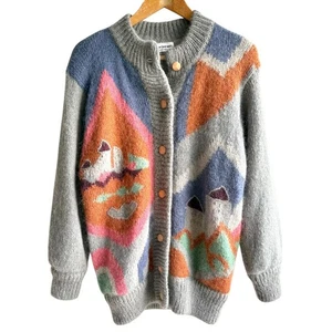 Cárdigan suéter tejido lana mohair vintage Tempo Purimo para mujer talla S/M gris - Imagen 1 de 12