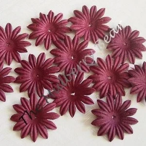 20 1" Burgundy MULBERRY PAPER DAISY FLOWERS for Cards - Picture 1 of 1
