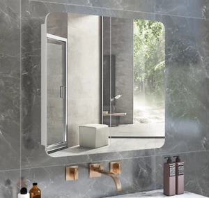 Mondeer Spiegelschrank mit 2 Türen & 5 Einlegeböden Wandspiegel Badschrank 68*66 - Bild 1 von 11