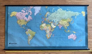 Vintage Hapag Lloyd Shipping Wall Map 1980 Printed Berlin Ravenstein Verlag - Picture 1 of 21