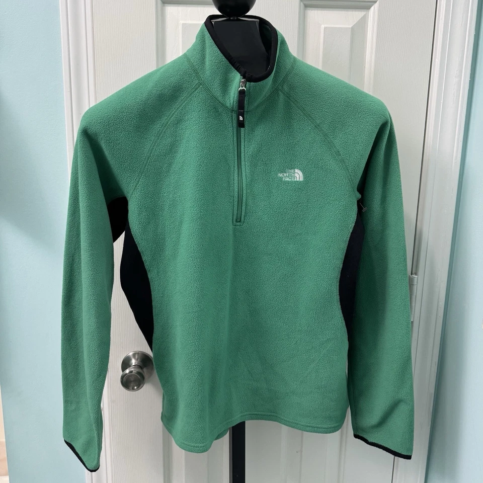 Пуловер женский The North Face размер XL серия Flight зеленый черный 1/4 флисовая молния - Изображение 1 из 4